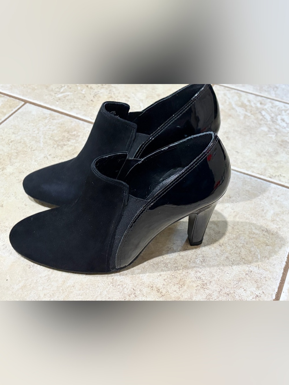 Antonio Melani Black Mixed Media Heeled Booties Women’s Size 8